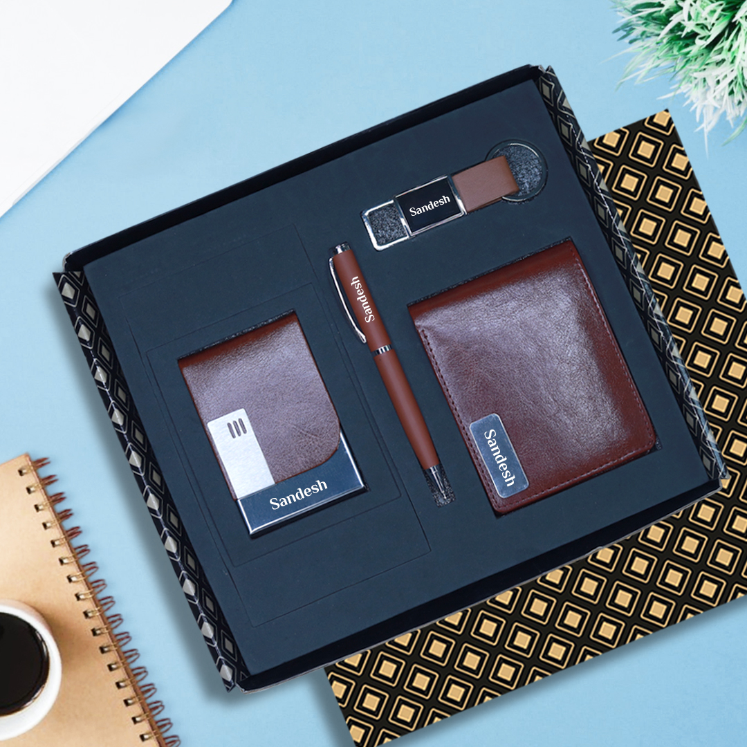 Exclusive Corporate Gift for Him – Wallet, Pen, Keychain & Card Holder Set
